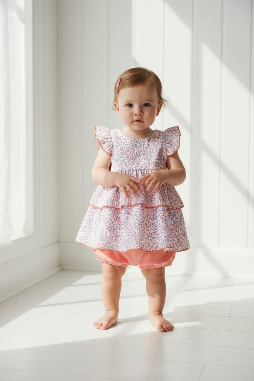 Rapife "Petal" Salmon Floral Blouse &amp; Bloomers - Millie and John