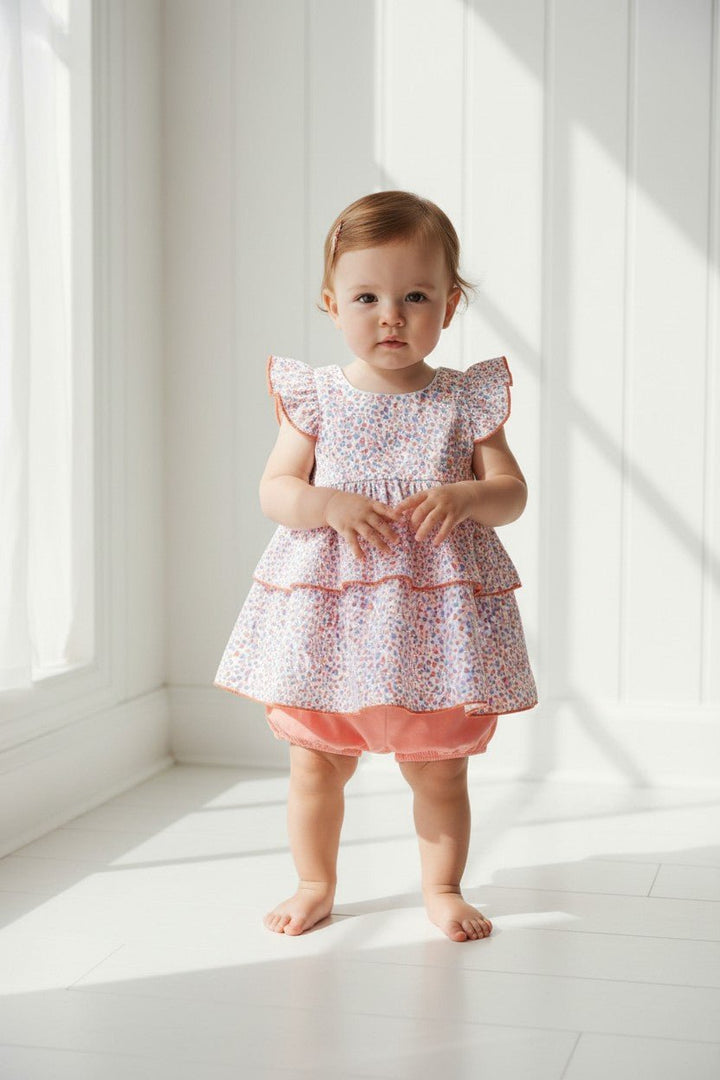 Rapife "Petal" Salmon Floral Blouse &amp; Bloomers - Millie and John