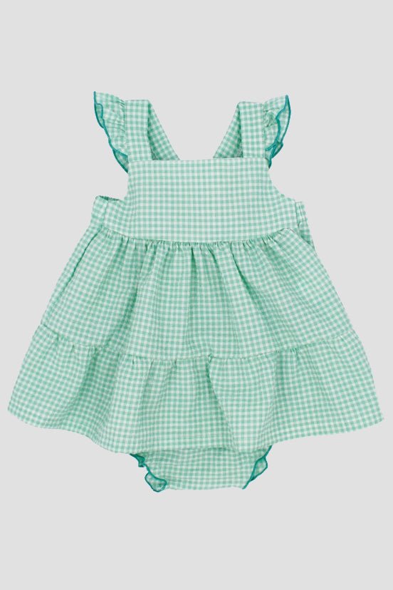 Rapife "Phoebe" Apple Green Gingham Dress & Bloomers - Millie and John