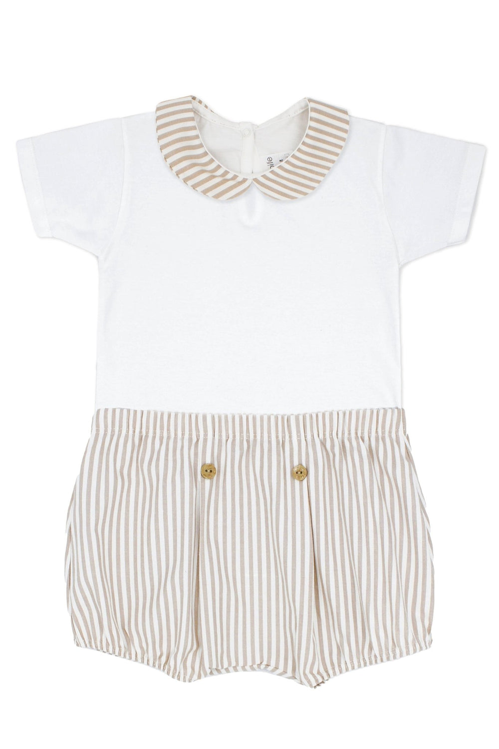 Rapife "Quentin" Bodysuit & Beige Stripe Jam Pants - Millie and John