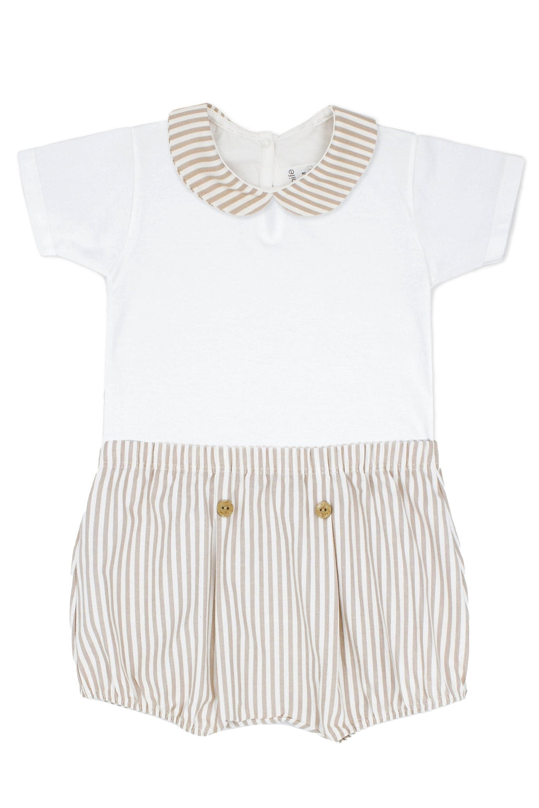 Rapife "Quentin" Bodysuit & Beige Stripe Jam Pants - Millie and John