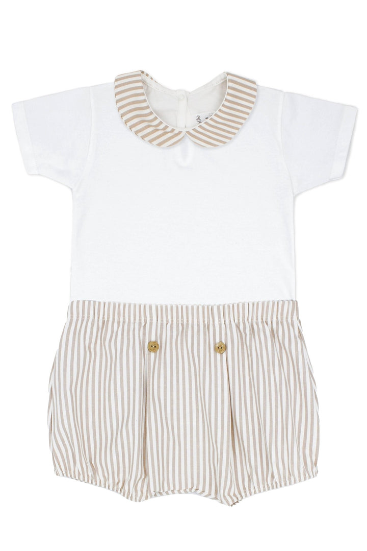 Rapife "Quentin" Bodysuit & Beige Stripe Jam Pants - Millie and John