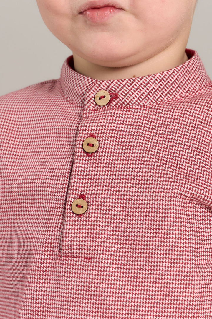 Rapife "Rafael" Burgundy Houndstooth Shirt & Shorts - Millie and John