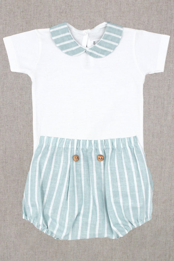 Rapife "River" Light Teal Striped Jam Pants & Bodysuit - Millie and John