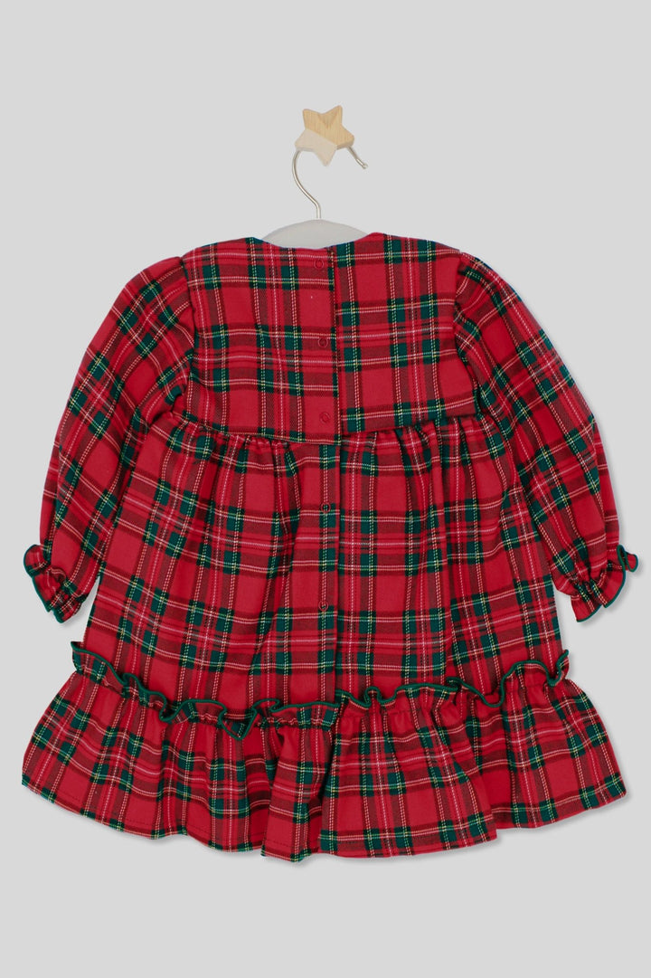 Rapife "Rosalía" Red Tartan Broderie Anglaise Dress - Millie and John