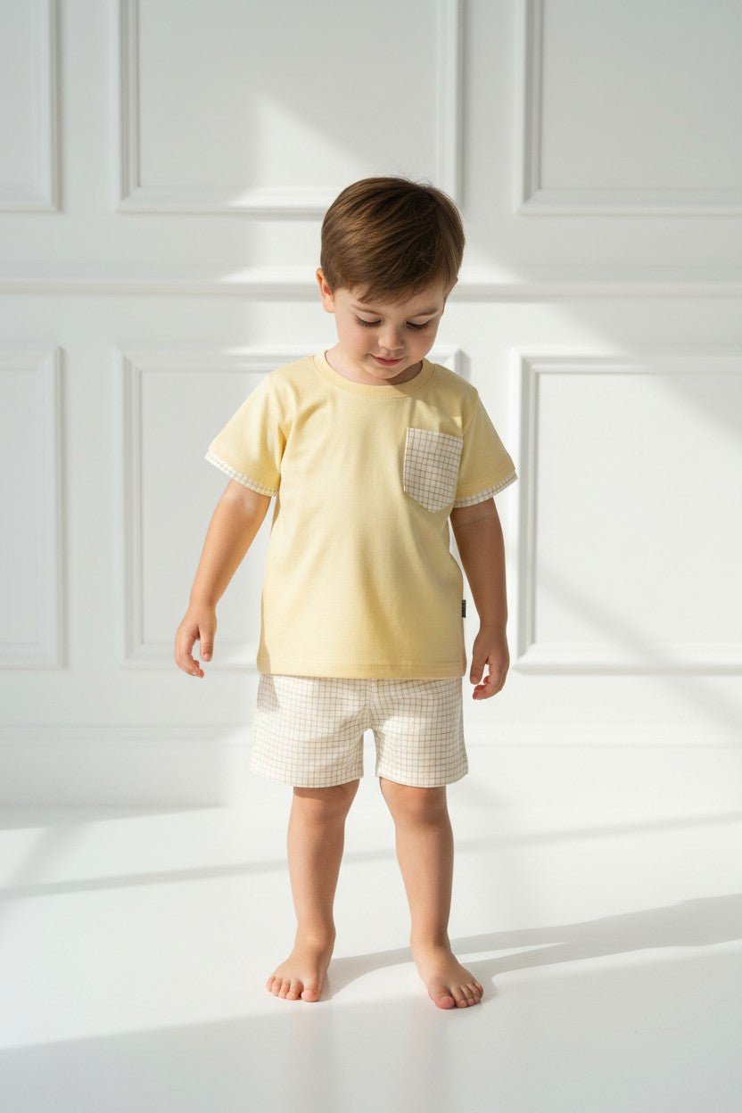 Rapife "Sol" Yellow Checked T-Shirt & Shorts - Millie and John