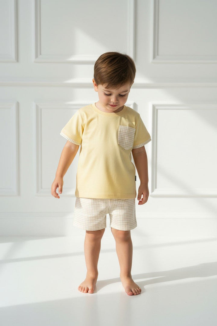 Rapife "Sol" Yellow Checked T-Shirt &amp; Shorts - Millie and John