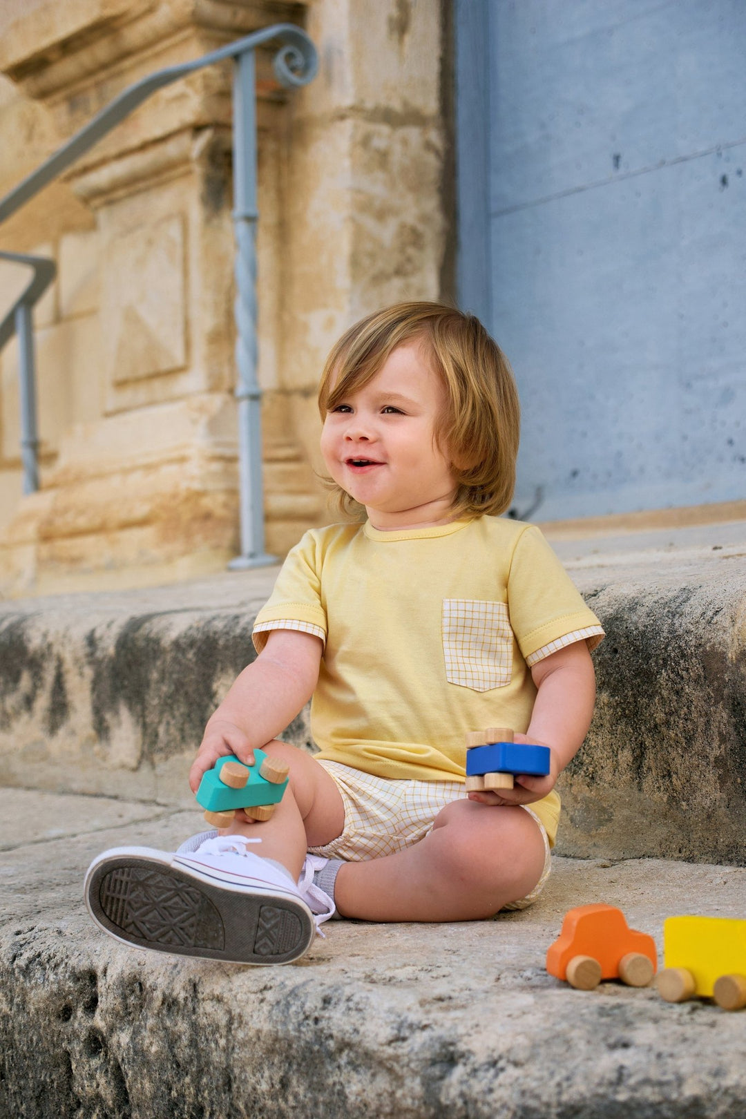 Rapife "Sol" Yellow Checked T-Shirt &amp; Shorts - Millie and John