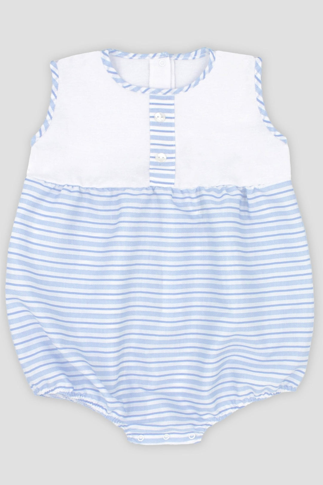 Rapife "Sonny" Baby Blue Striped Romper - Millie and John