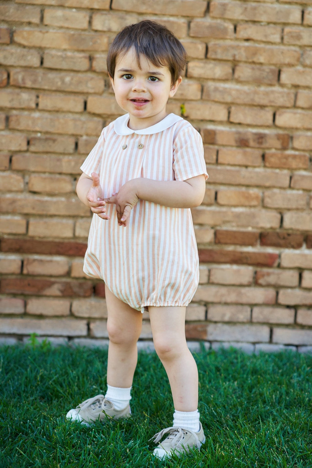 Rapife "Spencer" Orange Stripe Romper - Millie and John