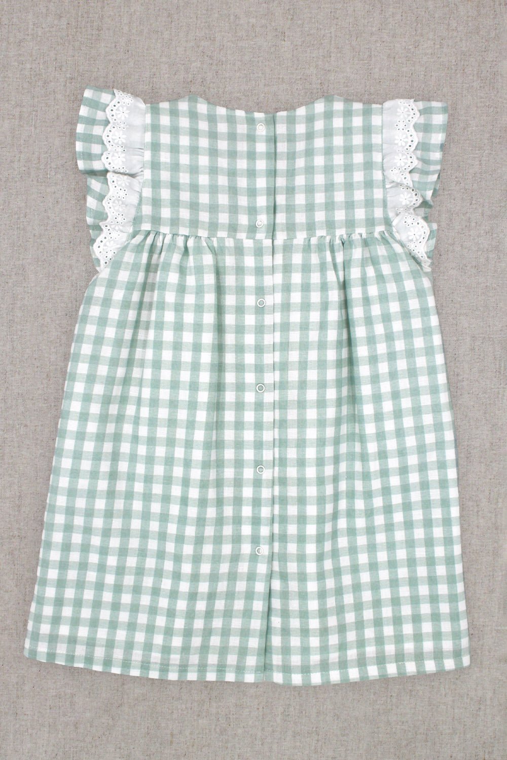 Rapife "Tamsin" Sage Green Gingham Broderie Anglaise Dress - Millie and John