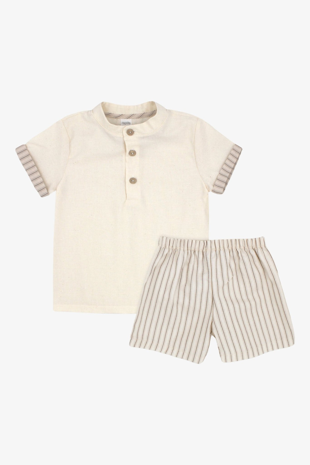 Rapife "Thomas" Stone Stripe Shirt & Shorts - Millie and John