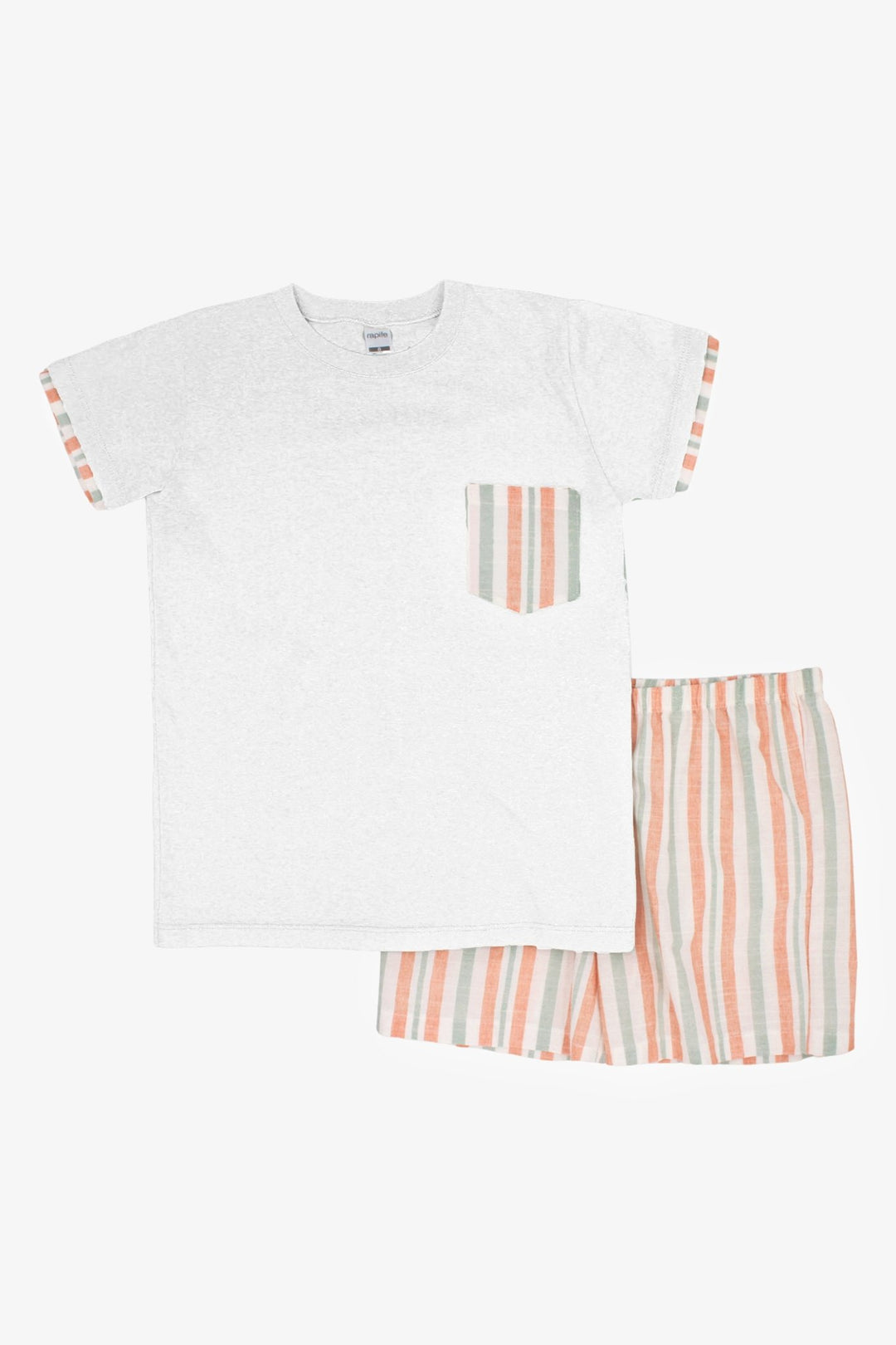 Rapife "Tommy" Peach & Sage Stripe T-Shirt & Shorts - Millie and John