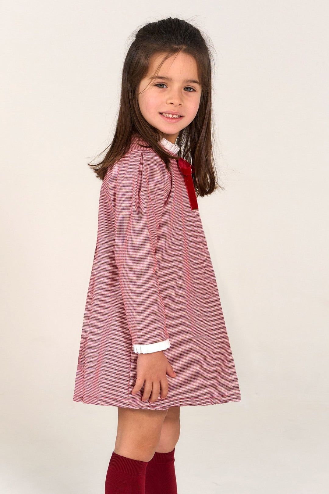 Rapife AW25 | Burgundy Houndstooth Dress Millie and John Rapife AW25 | Burgundy Houndstooth Dress Millie and John