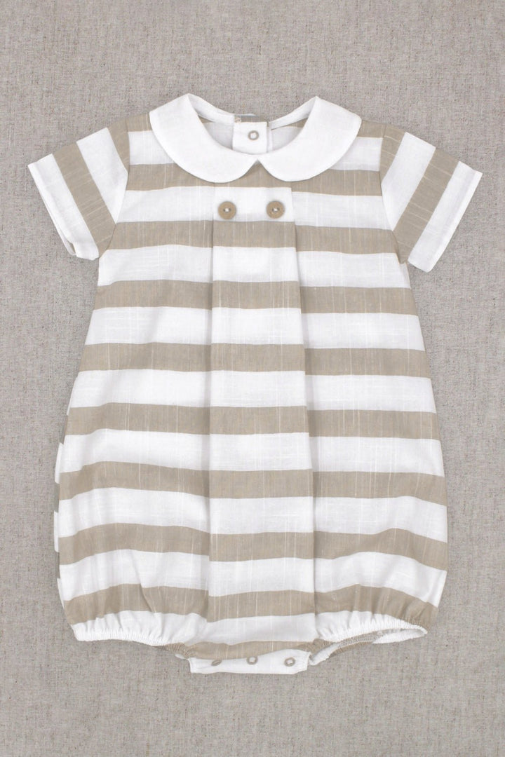 Rapife "Zachary" Beige Striped Romper - Millie and John