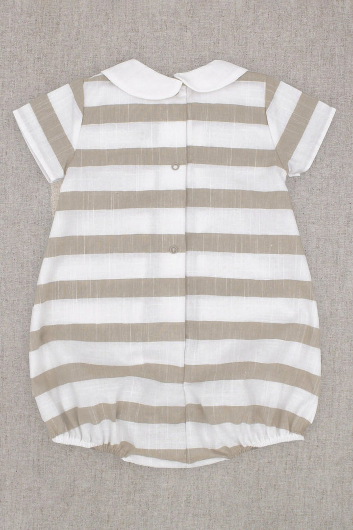 Rapife "Zachary" Beige Striped Romper - Millie and John