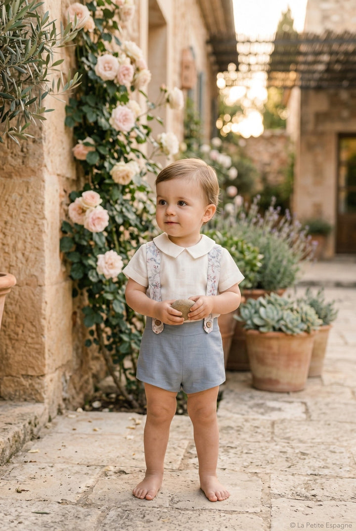 Tartaleta "Arthur" Shirt, Blue Shorts &amp; Floral Braces - Millie and John