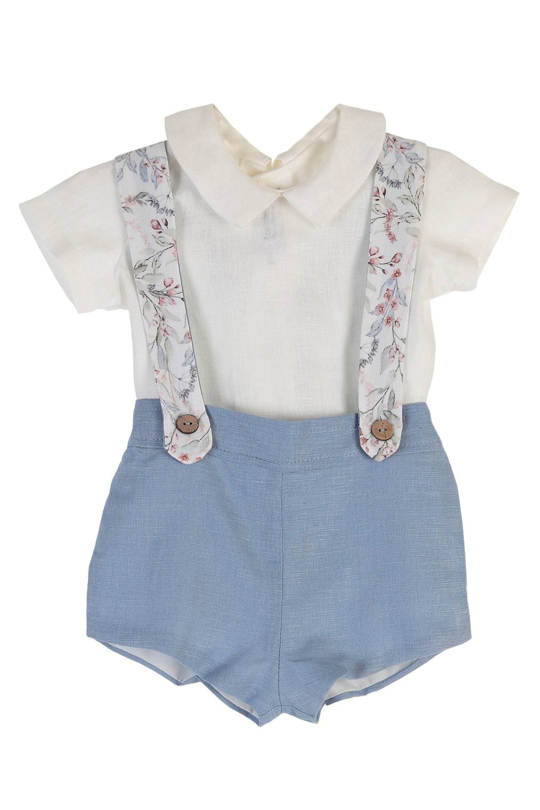 Tartaleta "Arthur" Shirt, Blue Shorts & Floral Braces - Millie and John
