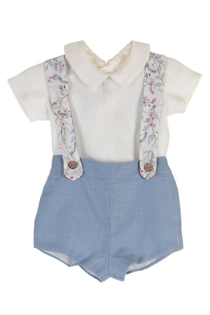 Tartaleta "Arthur" Shirt, Blue Shorts & Floral Braces - Millie and John