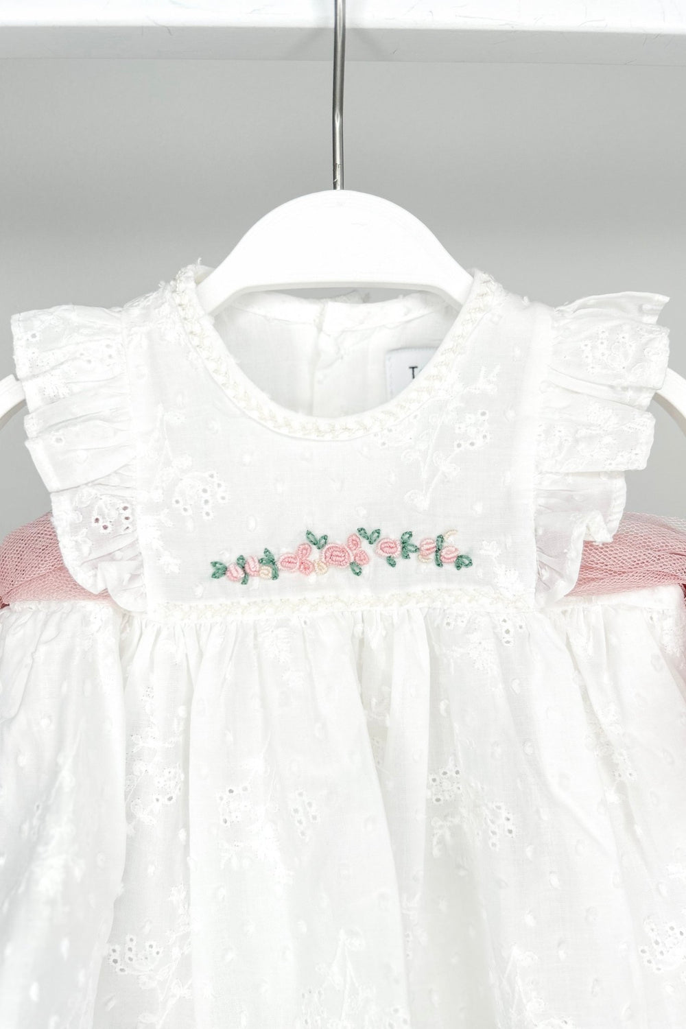 Tartaleta "Aubrielle" Ivory Floral Embroidered Tulle Bow Dress Set - Millie and John