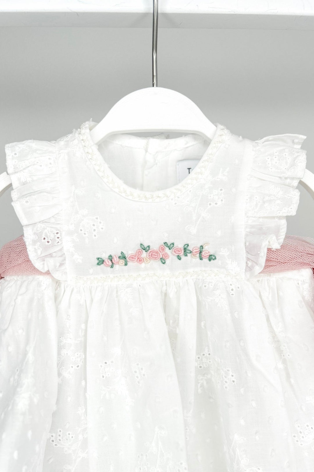 Tartaleta "Aubrielle" Ivory Floral Embroidered Tulle Bow Dress Set - Millie and John