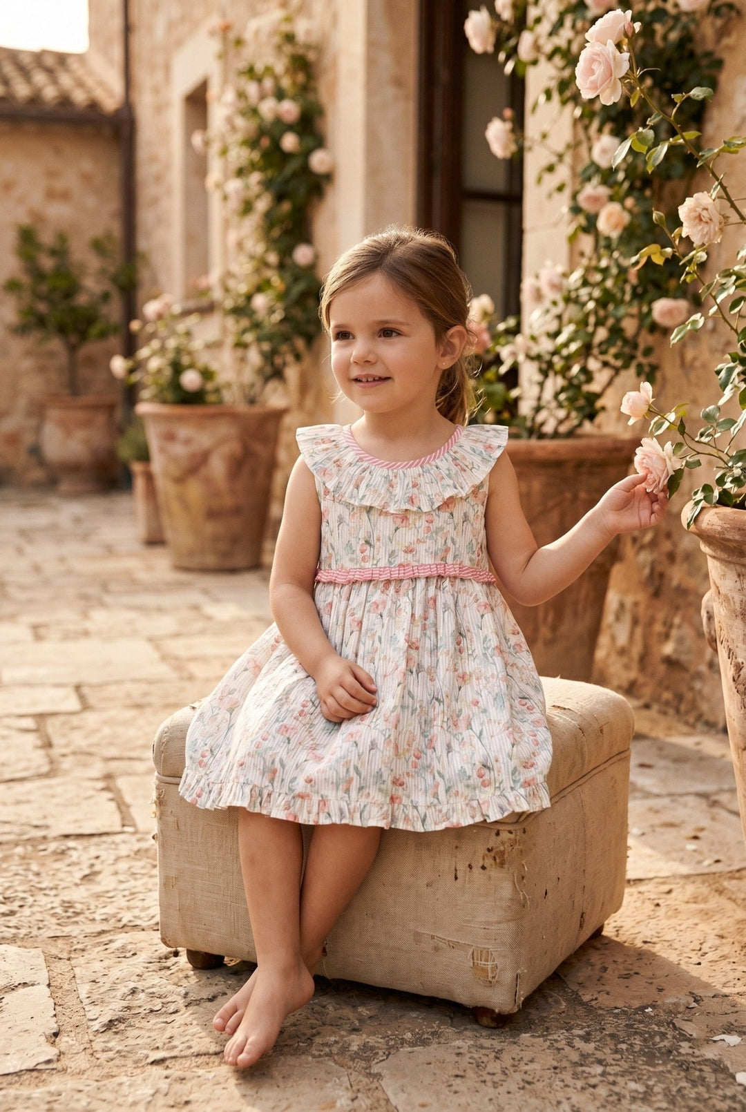 Tartaleta "Audrina" Coral Watercolour Floral Dress & Bloomers - Millie and John