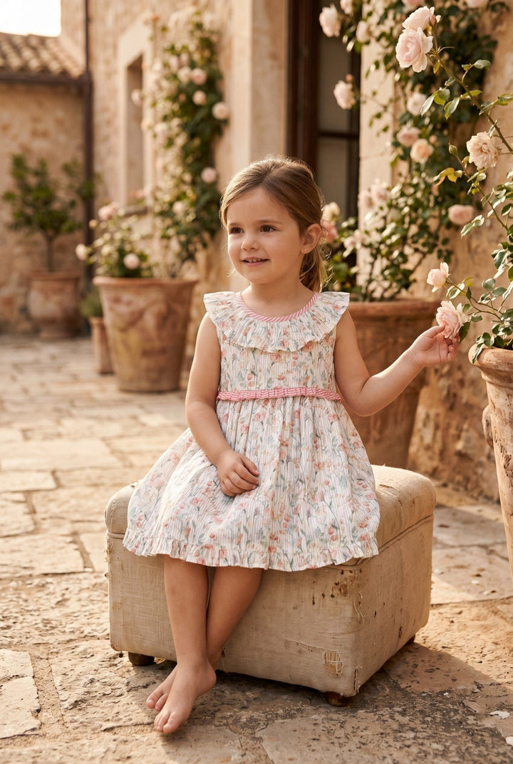 Tartaleta "Audrina" Coral Watercolour Floral Dress &amp; Bloomers - Millie and John