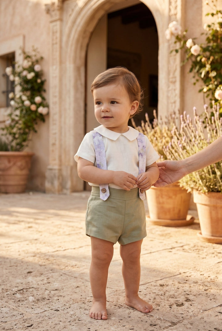 Tartaleta "Clarence" Shirt, Pistachio Shorts &amp; Floral Braces - Millie and John