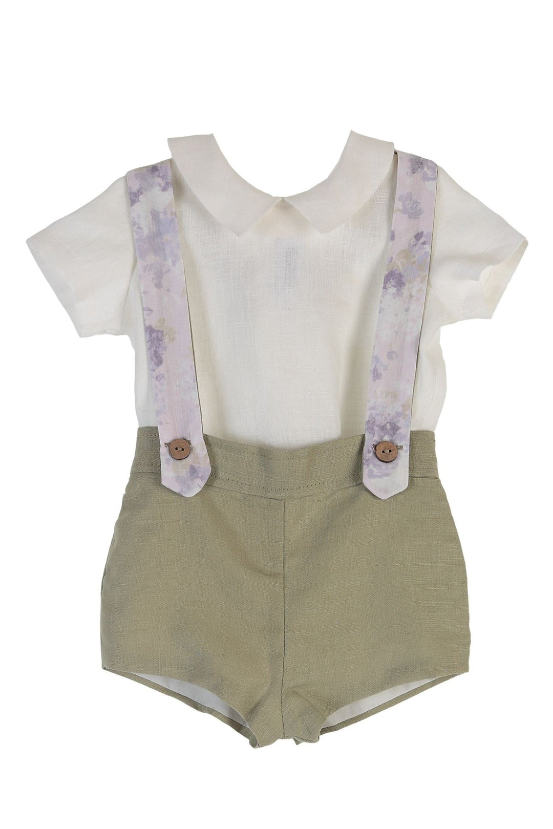 Tartaleta "Clarence" Shirt, Pistachio Shorts & Floral Braces - Millie and John