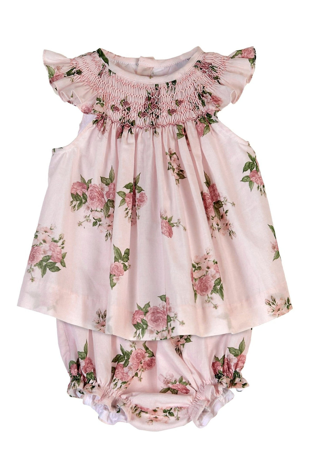 Tartaleta "Coraline" Pink Floral Smocked Dress & Bloomers - Millie and John