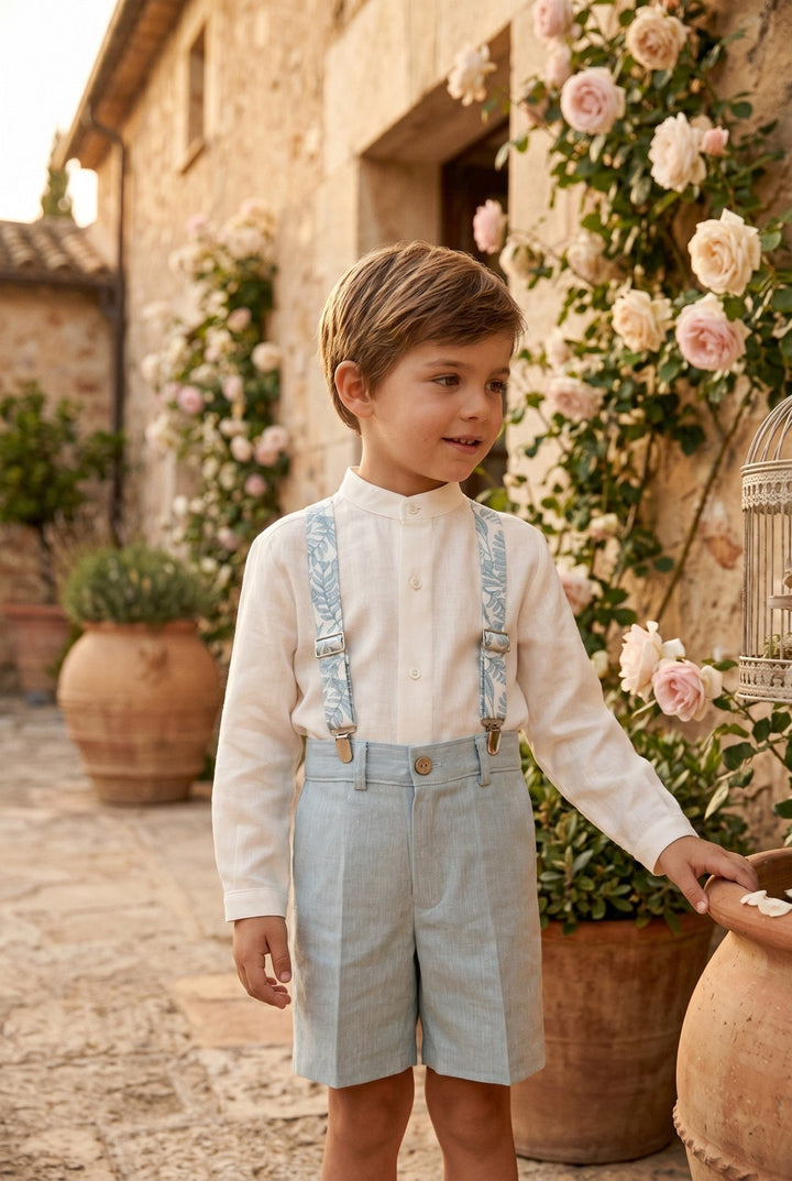 Tartaleta "Edwin" Shirt, Teal Shorts &amp; Floral Braces - Millie and John