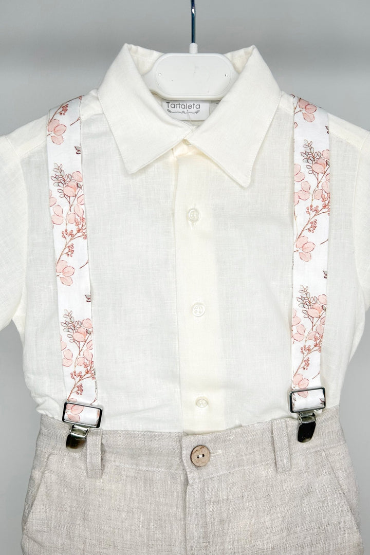 Tartaleta "Hudson" Shirt, Beige Shorts & Floral Braces - Millie and John