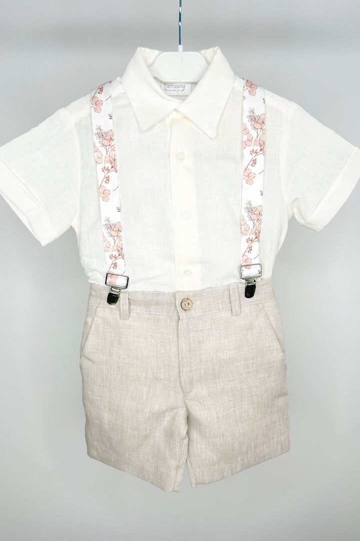 Tartaleta "Hudson" Shirt, Beige Shorts & Floral Braces - Millie and John