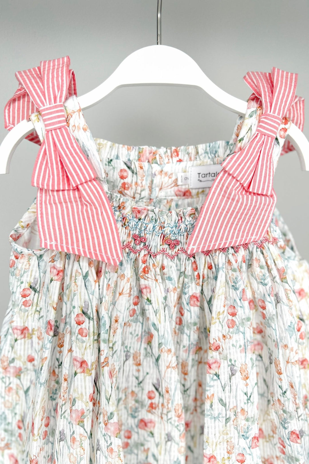 Tartaleta "Lana" Coral Watercolour Floral Smocked Dress & Bloomers - Millie and John