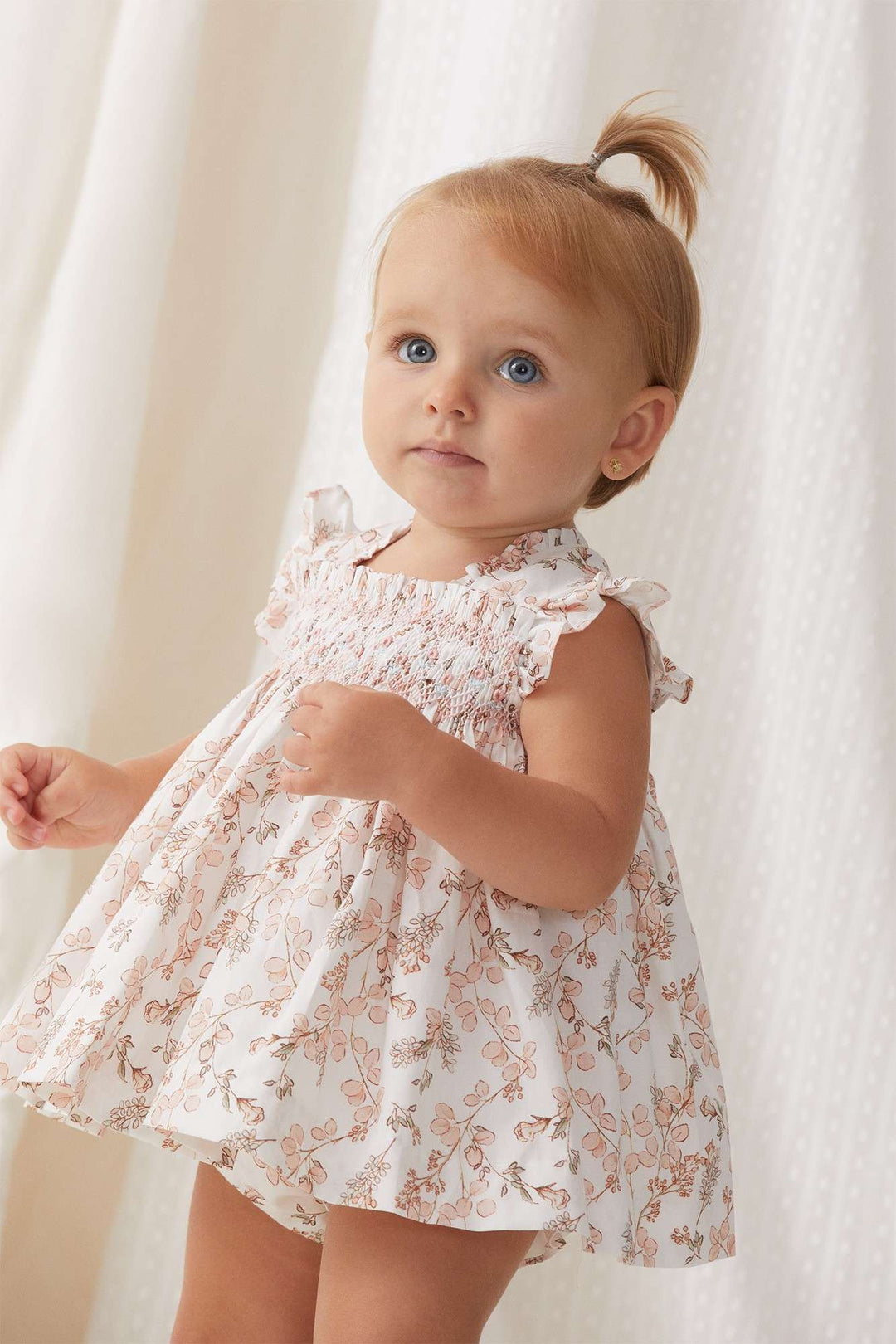 Tartaleta "Liora" Pale Pink Floral Smocked Dress & Bloomers - Millie and John