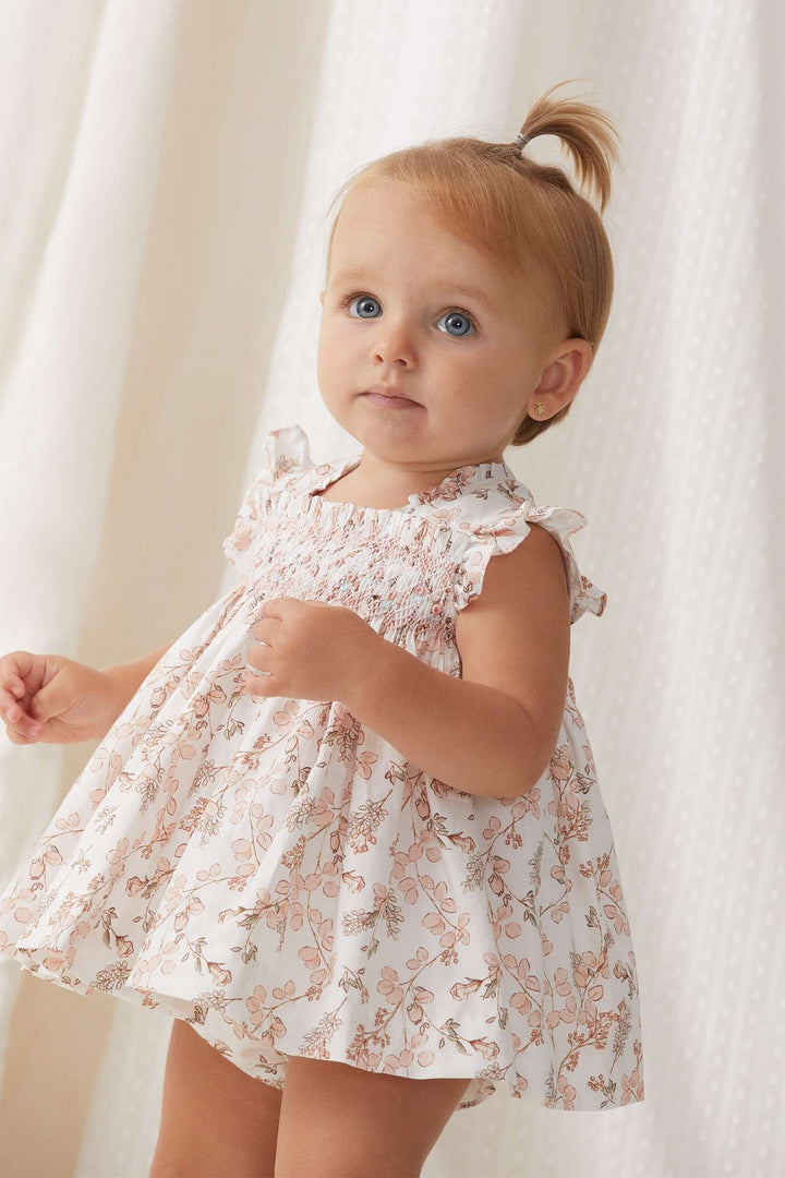 Tartaleta "Liora" Pale Pink Floral Smocked Dress & Bloomers - Millie and John
