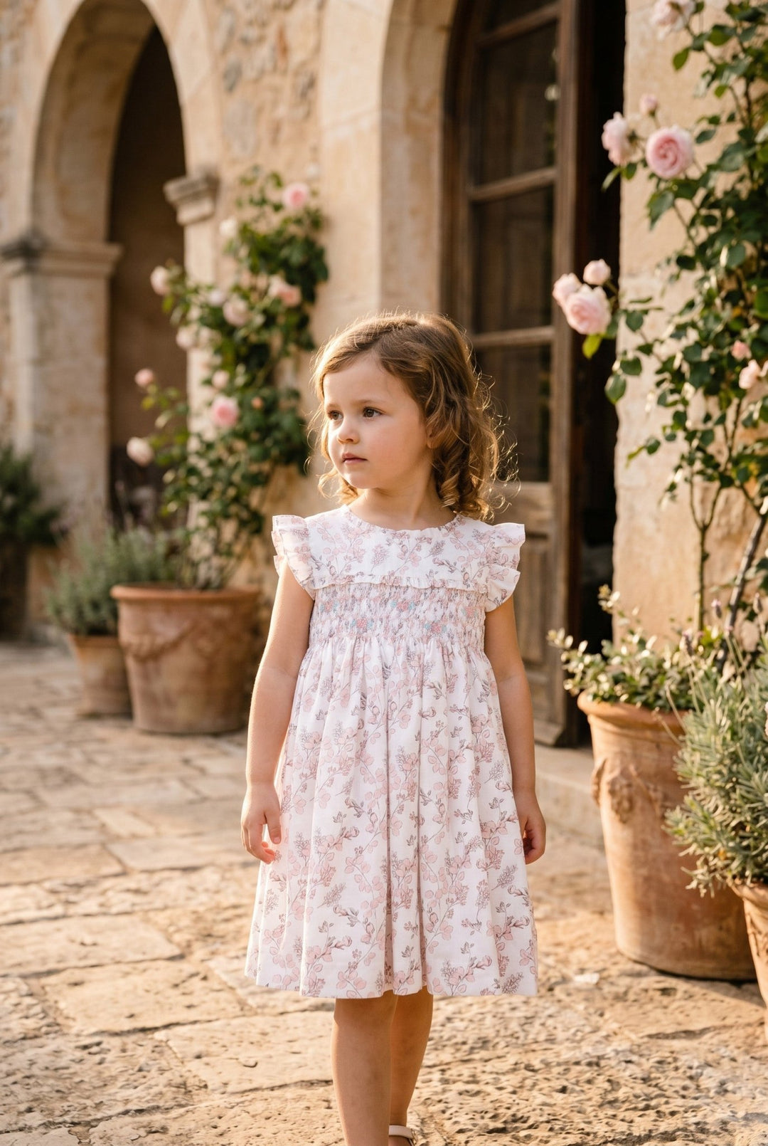 Tartaleta "Sybil" Pale Pink Floral Smocked Dress - Millie and John
