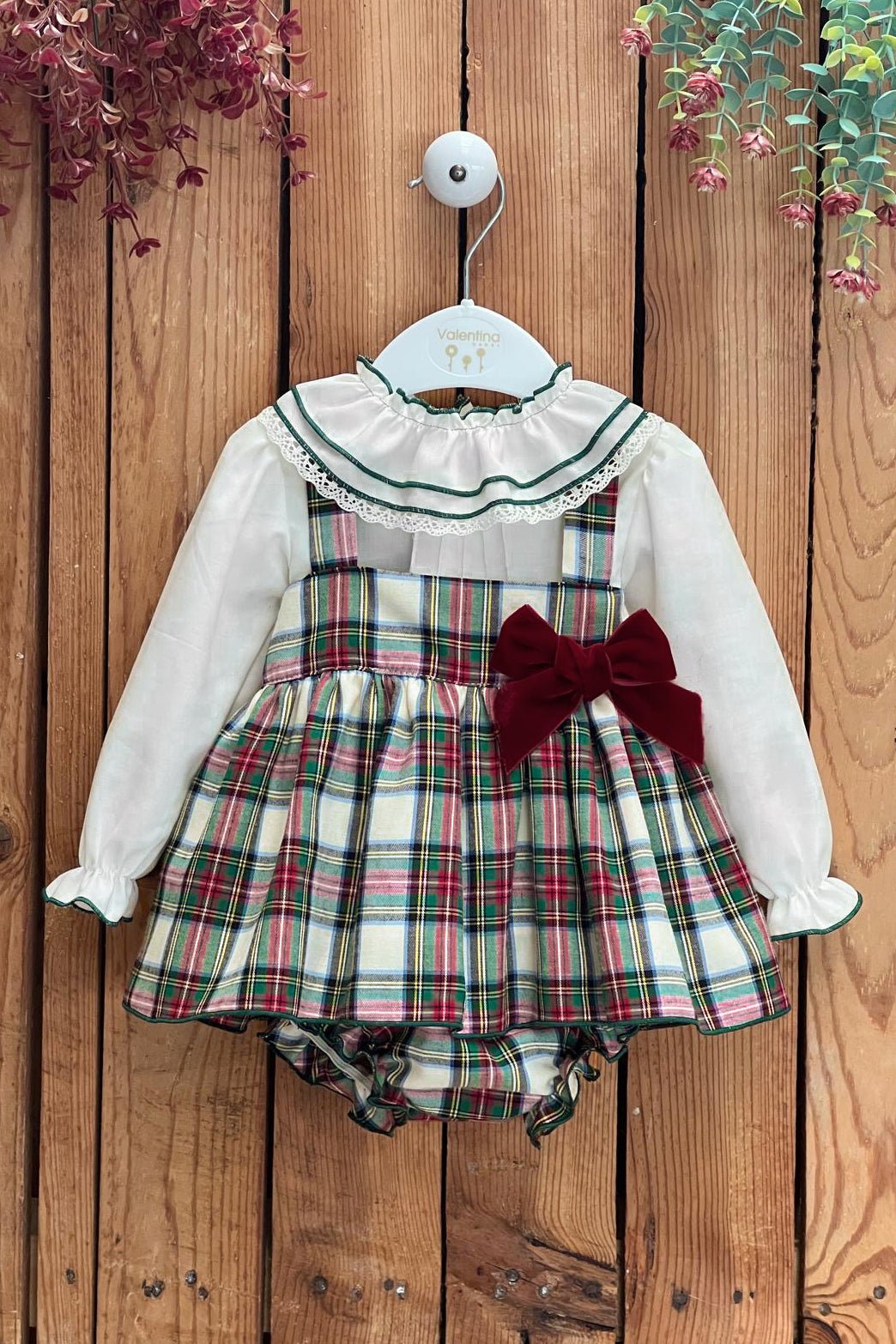 Valentina Bebés "Ada" Forest Green Tartan 3 - Piece Dress Set - Millie and John