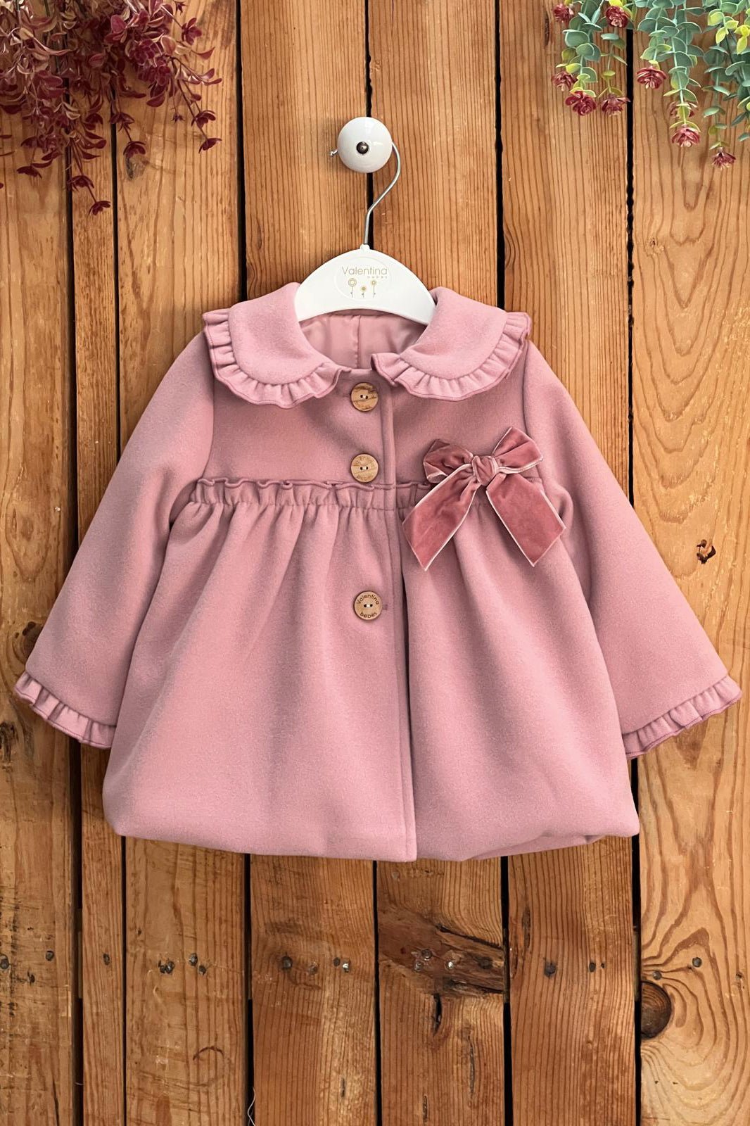 Valentina Bebés "Alice" Dusky Pink Felt Coat - Millie and John