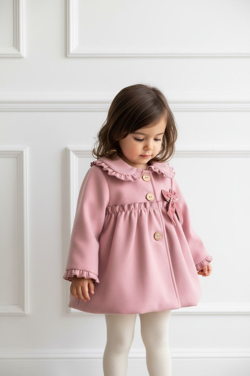 Valentina Bebés "Alice" Dusky Pink Felt Coat - Millie and John