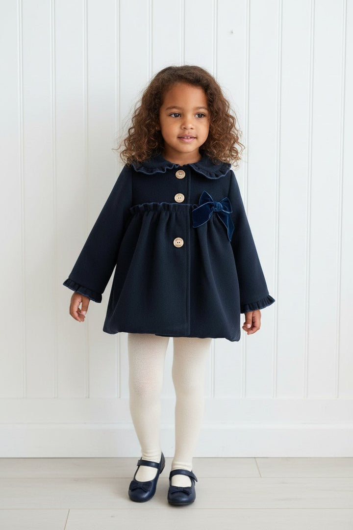 Valentina Bebés "Alice" Navy Felt Coat - Millie and John