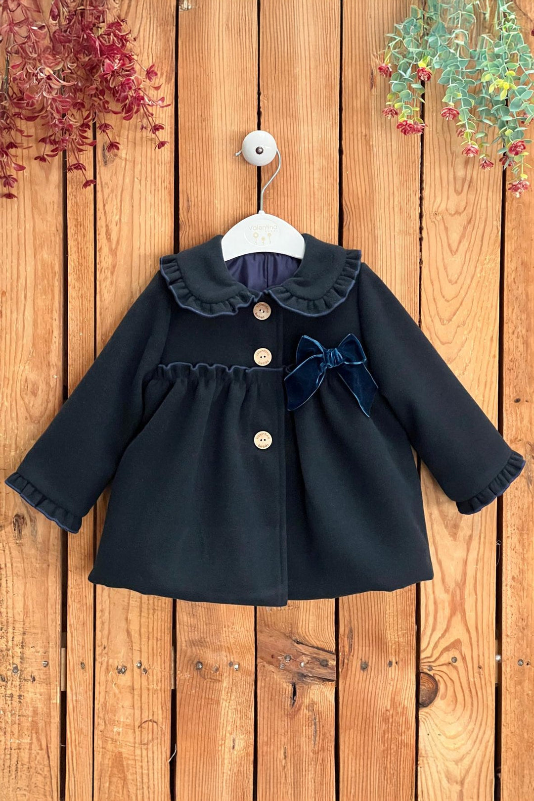 Valentina Bebés "Alice" Navy Felt Coat - Millie and John
