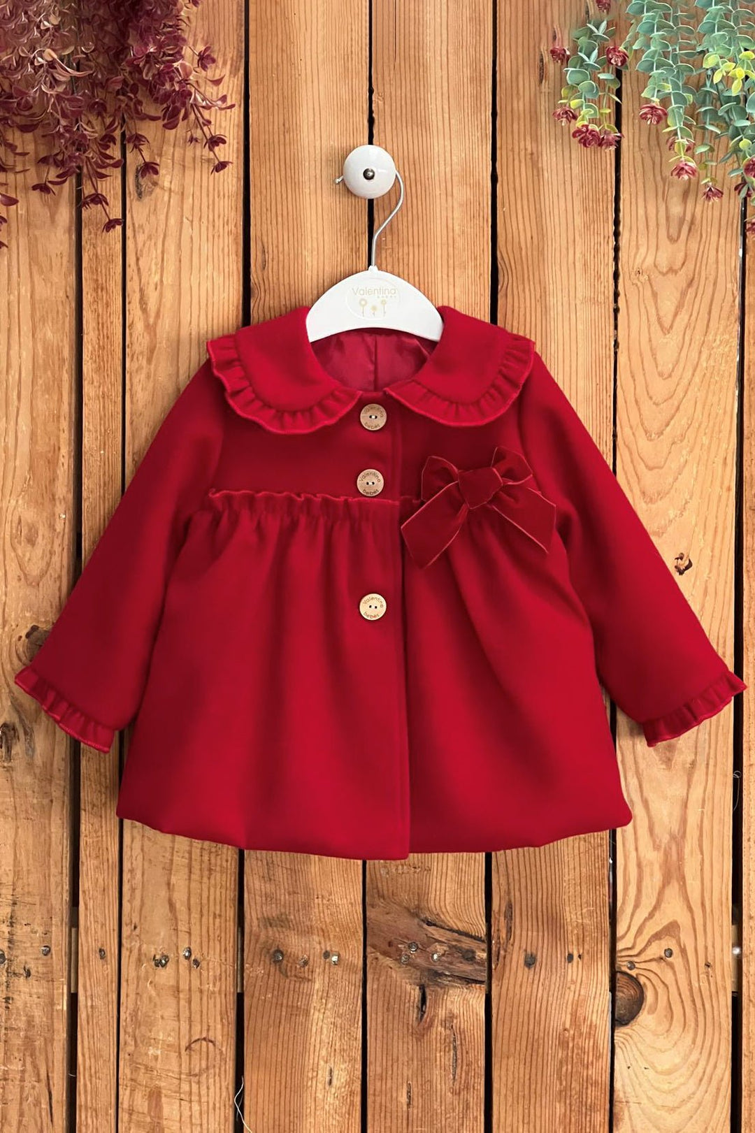 Valentina Bebés "Alice" Red Felt Coat - Millie and John
