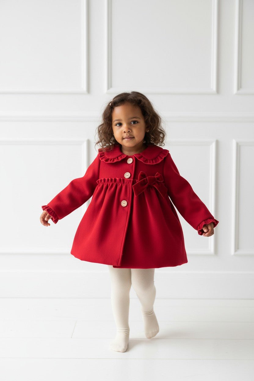 Valentina Bebés "Alice" Red Felt Coat - Millie and John