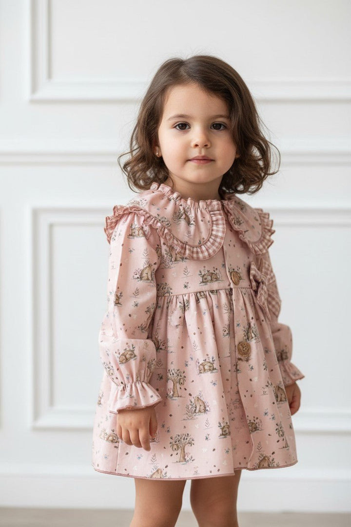 Valentina Bebés "Anaya" Pale Pink Bear Dress &amp; Bloomers - Millie and John