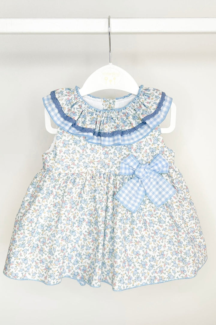 Valentina Bebés "Annie" Pale Blue Floral Dress & Bloomers - Millie and John