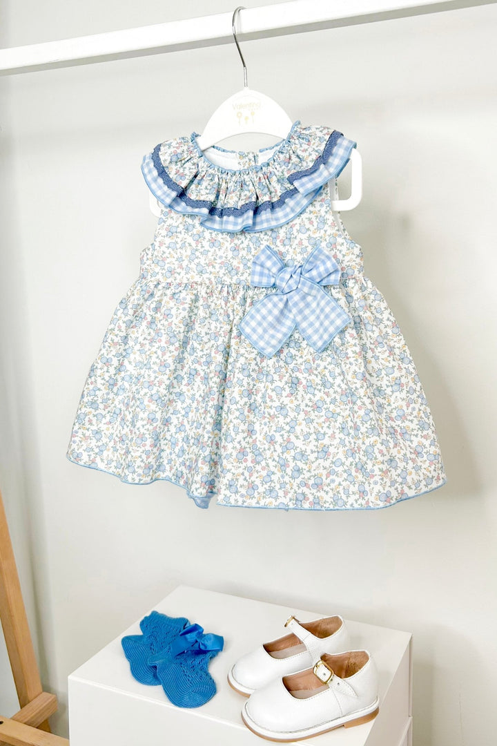 Valentina Bebés "Annie" Pale Blue Floral Dress & Bloomers - Millie and John