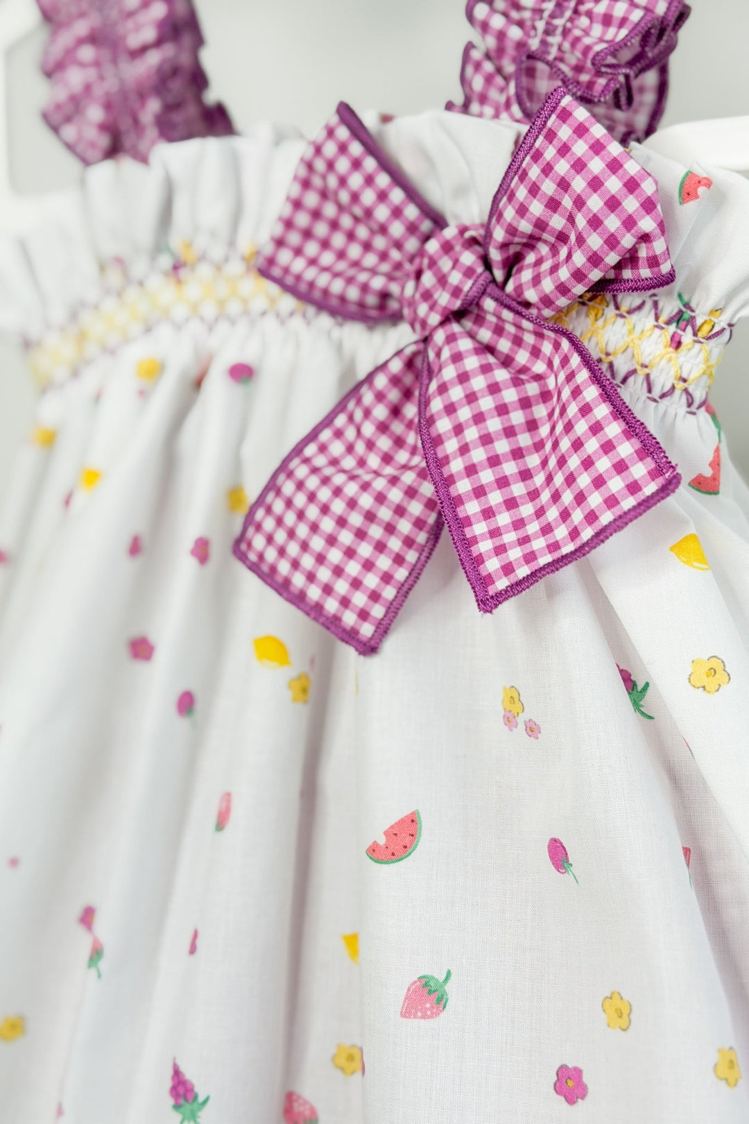 Valentina Bebés "Audrey" Purple Gingham Fruit Blouse &amp; Skort - Millie and John