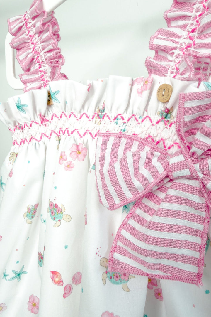 Valentina Bebés "Aurelie" Pink Beach Print Blouse &amp; Skort - Millie and John