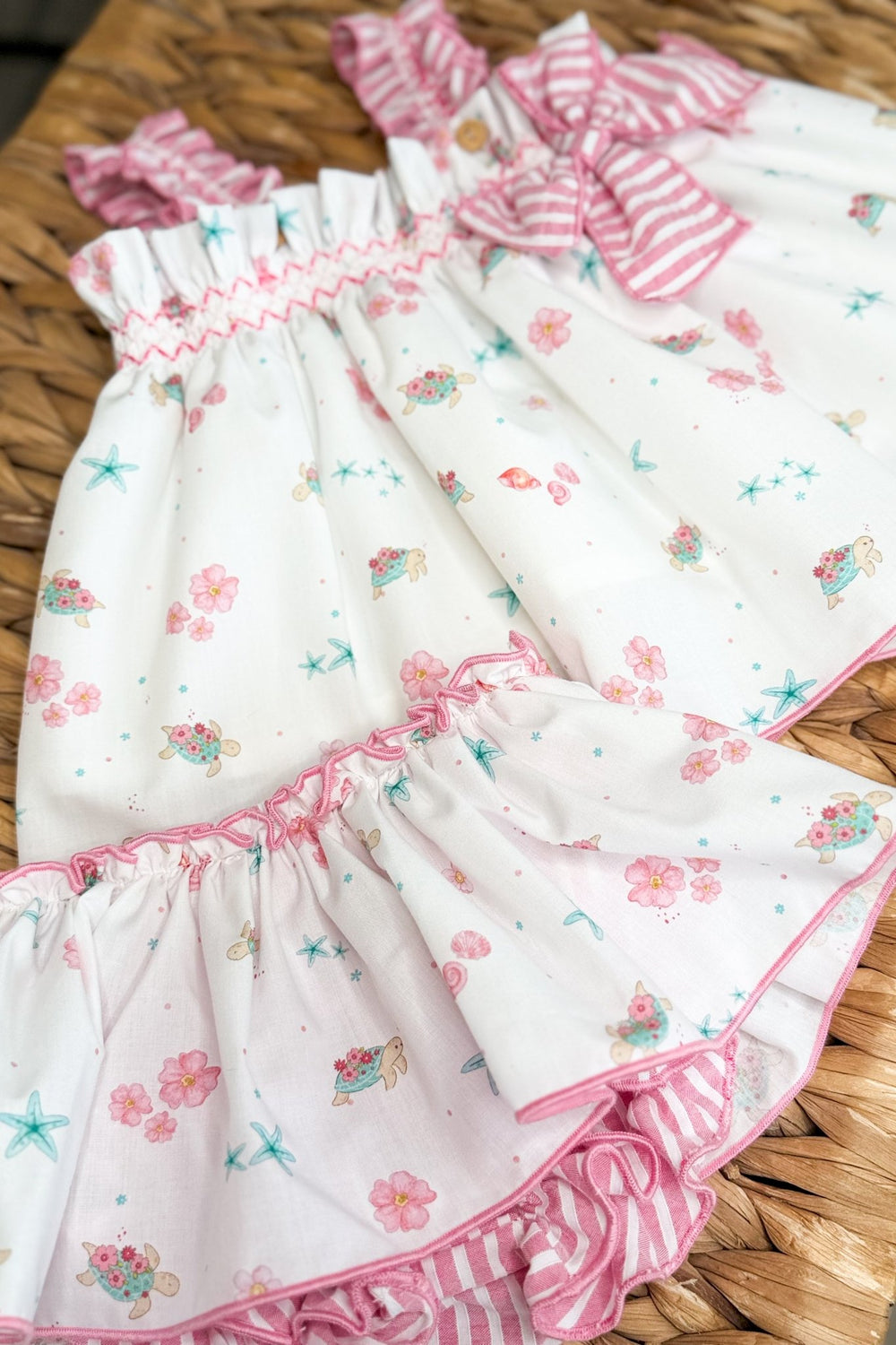 Valentina Bebés "Aurelie" Pink Beach Print Blouse & Skort - Millie and John
